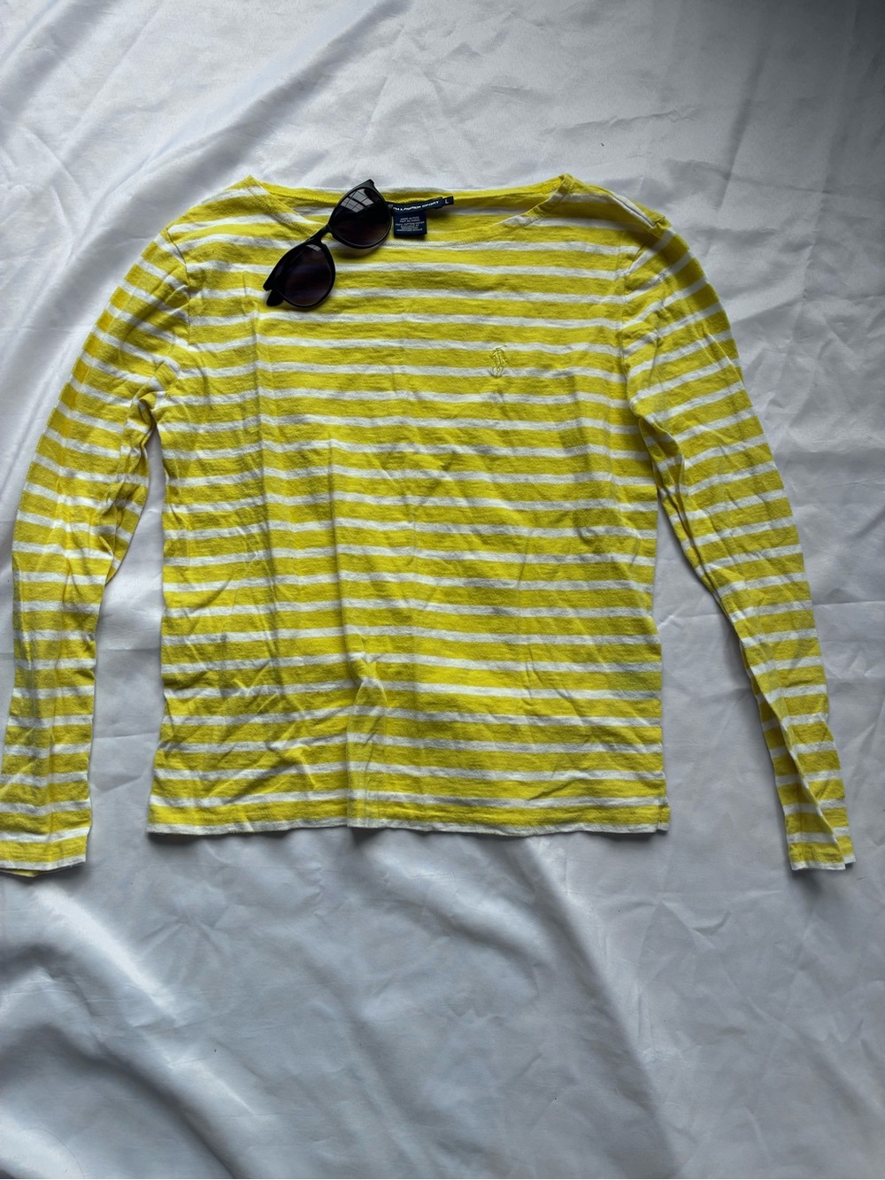 Ralph Lauren Yellow and White Striped Long-Sleeve Tee